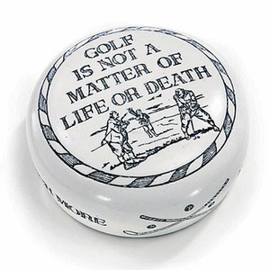 GOLF IS NOT A MATTER OF LIFE OR DEATH SCRIMSHAW INSPIRED PAPERWEIGHT - Picture 1 of 1