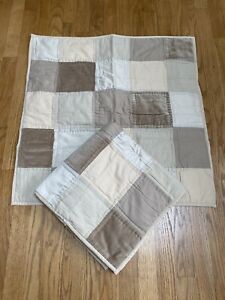 The Company Store Patchwork Quilted Euro Pillow Shams Set Of 2 Beige Cream NEW