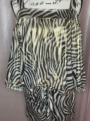 Baby Phat Dress Womens 1X gold white zebra cold shoulder Curvy Y2K club plus - Image 1 of 4