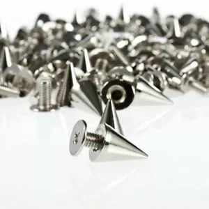 200 Stck./Set 9,5 mm Silber Kegel Spikes Schraubbolzen Zum Selbermachen Handwerk Coole Nieten Punk - Bild 1 von 8