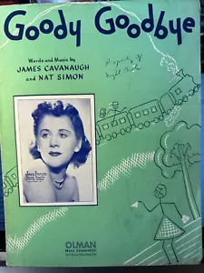 1939 FORT WAYNE INDIANA Stazione Radio WOWO Spartiti Musica GOODY ADDIO - Foto 1 di 1