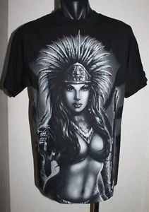 Dyse One Skull Woman in Head dress Character T-Shirt Size Medium Graphic - Picture 1 of 5