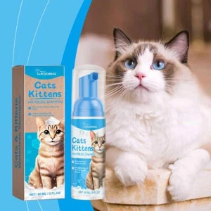 Dry Cat Shampoo No Rinse Cleaner Water-free Mousse-for Odor Pet K5G6 - Bild 1 von 14