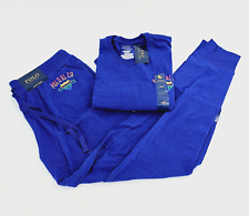 Polo Ralph Lauren Mens LARGE L Cotton Pajamas Set Blue Shirt & Lounge Pant NEW
