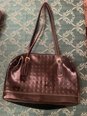 Arcadia Shiny Black Genuine Patent Leather Shoulder Handbag Purse Made In Italy - Image 1 of 4