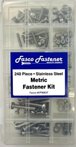 (1) 240 Stück Edelstahl Metrisch Maschinenschrauben Sortiment Kit mit Kontermuttern - Bild 1 von 3
