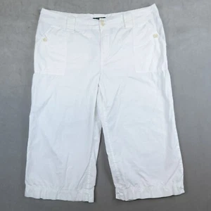 Lauren Ralph Lauren Pant Cropped Womens White Pockets Cotton Size 16W Plus - Picture 1 of 9