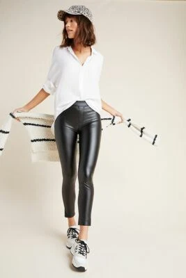 NEW Anthropologie Faux Leather Leggings by Sanctuary, Black, Size SP (Small Pet) - Image 1 of 4