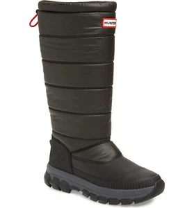 HUNTER Womens Intrepid Tall Black Waterproof Insulated Winter Snow Boots Size 7 - Picture 1 of 10