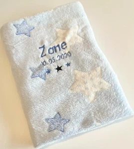 Personalised new baby boy gift - personalised embroidered baby blanket - Picture 1 of 7