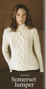 SOMERSET CABLE ARAN Jumper - Knitting Pattern- ARTWORK / Rowan Silk Wool DK - Picture 1 of 9