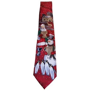 Holidays Christmas Tie Santa, Snowman, Penguins, Music Notes - Picture 1 of 6