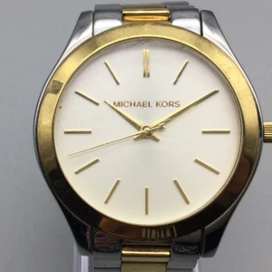 Michael Kors Mini Slim Watch Women 42mm Silver Gold Two Tone New Battery 6.25" - Picture 1 of 14