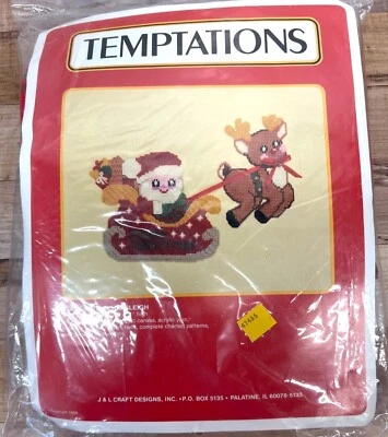 Santa In His Sleigh Plastic Canvas Kit 20" X 11" Acrylic Yarn & Accessories - Image 1 of 4