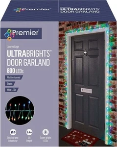 Premier 800 LED UltraBrights Weihnachten Tür Girlande Silber Draht Lichter-MULTI - Bild 1 von 1