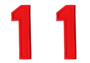 2 x Number 1 One 3 inch Red Embroidered iron on Patch for Jacket Jeans Cap P188 - Picture 1 of 5