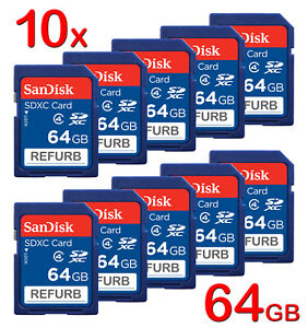 Lot 10x SanDisk 64GB SD SDXC Class 4 Flash Memory Camera Card 64 GB SDSDB-064G