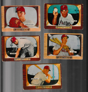 1955 Bowman Philadelphia Phillies  Baseball Cards (Lot Of 10) Richie Ashburn