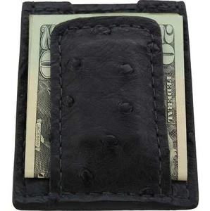 Black Ostrich Money Clip Wallet With Credit Card Slots Quality USA Handcrafted - Picture 1 of 6