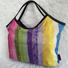 Paul Smith Multicolor Stripe Nylon Leather Handbag Women Top Handle Shoulder Han
