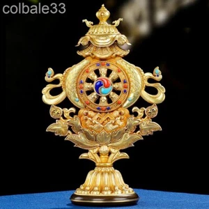 25cm Copper Eight auspicious things statue Tibetan buddhism Ashtamangala decor - Picture 1 of 7