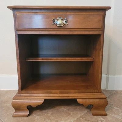 Ethan Allen Heirloom Nightstand Solid Wood Bedside Open Cabinet 10-5306 USA VTG - Image 1 of 4