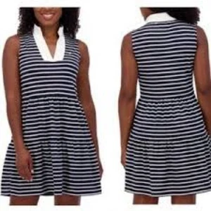 Abito Eliza J blu navy e bianco a righe senza maniche a strati taglia media nautico - Foto 1 di 7