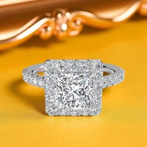 Wedding 14K Gold Ring 1.50 Ct IGI Lab Grown Princess Cut Diamond White Size 5 6 - Picture 1 of 13