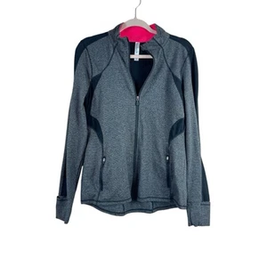 KYODAN Mujer Talla L Gris Negro Elástico Cuello Simulado Cremallera Chaqueta Deportiva - Imagen 1 de 6