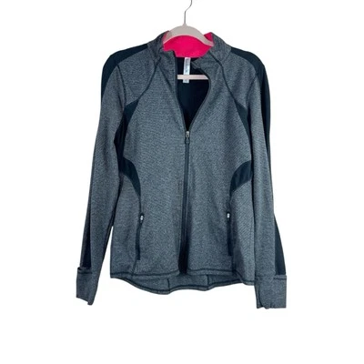 KYODAN womens size L gray black stretch mock neck zip up athletic jacket - Image 1 of 4