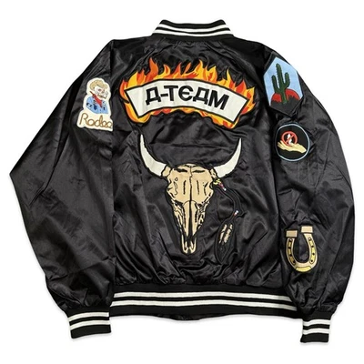 Chaqueta negra Travis Scott Rodeo A-Team Bomber Flight Varsity 2015 talla grande Foto 1 de 4
