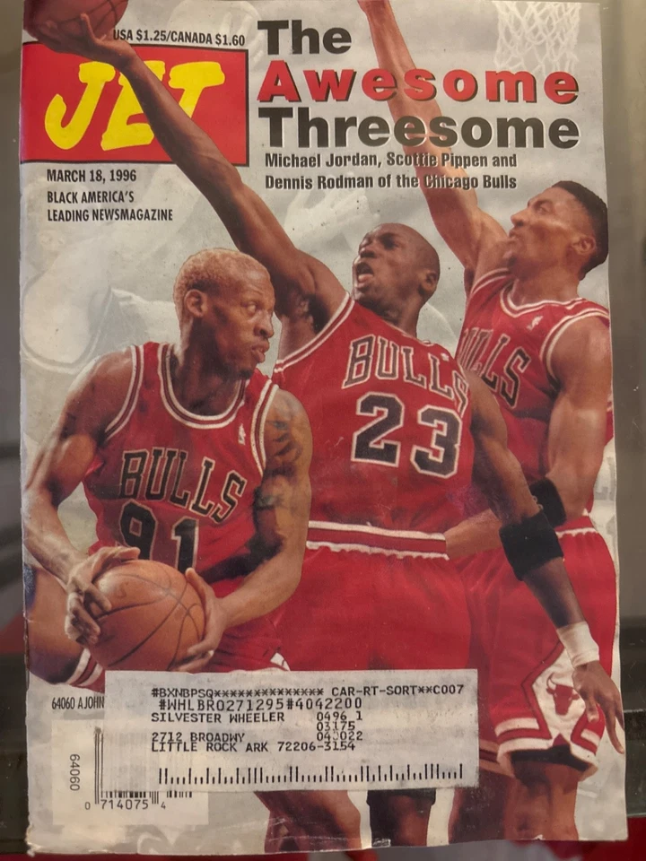 JET MAGAZINE March 18 1996 The Awesome Threesome Jordan  Pippen & Rodman - Image 1 of 1