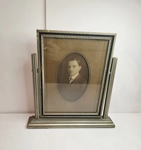 Antique 1910s Table Top Portrait Photograph of Gentleman Standing Frame 11"x11" - Picture 1 of 9