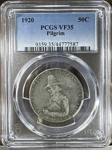 1920 Pilgrim Commemorative Half Dollar PCGS VF35 Original Patina Silver US Coin - Picture 1 of 4