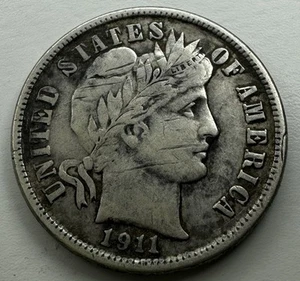 1911- D Barber Silver Dime E74 - Picture 1 of 2
