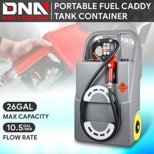 100L(26 Gal) Portable Fuel Caddy Oil Tank Container with Diesel Transfer Unit - Picture 1 of 7