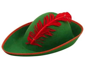 ROBIN HOOD GREEN HAT WITH FEATHER GERMAN BAVARIAN FANCY DRESS ADULT PETER PAN - Picture 1 of 1