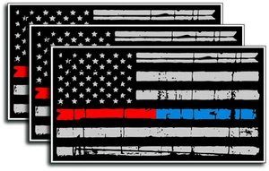 3 Calcomanías Delgadas Línea Roja Sometidas Bandera Americana Huesadas Pegatinas Oficial de Policía - Imagen 1 de 7