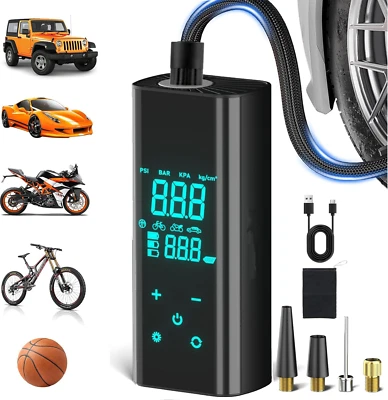 Cordless Air Compressor Tire Inflator Fits Car Moto Bike Tires 150 PSI Air Pump - Image 1 of 4