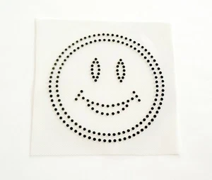 Smiley Face Appliqué, Happy Face Rhinestone Transfer, Smiley Face Bling, Smile - Picture 1 of 3