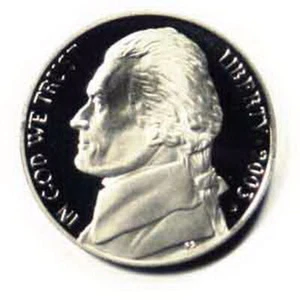 Moneda de 5 centavos de níquel Jefferson Proof 2003 S US Mint - Imagen 1 de 2