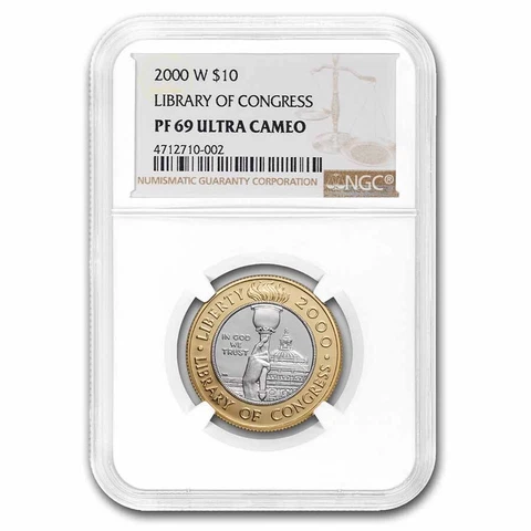 2000-W Gold/Platinum $10 Commem Library of Congress PF-69 NGC - SKU #46857 Cover