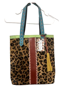 Nuevo con etiquetas Bolso de Mano Folklore Couture Estampado de Leopardo; Cuero Reciclado y Piel; ¡COLORIDO! ¡DIVERTIDO! - Imagen 1 de 8
