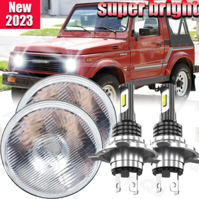 For 1986-1995 Suzuki Samurai SJ410 Pair 7inch LED Round Headlight Hi-Lo Beam - Image 1 of 4