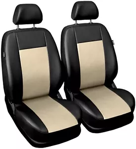 Front Cream Leatherette seat covers fit Ford Probe 1+1 black/beige - Picture 1 of 5