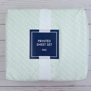 Full Size Sheet Set Sheets Dots Green White - Picture 1 of 2