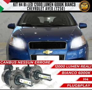 KIT LED H4 CHEVROLET AVEO T250 6000K BIANCO CANBUS 12000 LUMEN BI-LED NO ERRORE - Picture 1 of 12