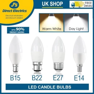 LED Candle Bulb 4.9W=40Watt Bulbs Warm White Daylight White B22 B15 E27 E14 Lamp - Picture 1 of 8