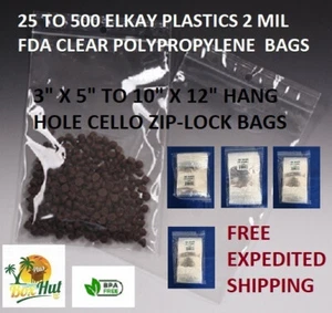 Klare Elkay Kunststoff Cello wiederverschließbare Polypropylen Druckverschlussbeutel Hängelochbeutel 2 Mil - Bild 1 von 19