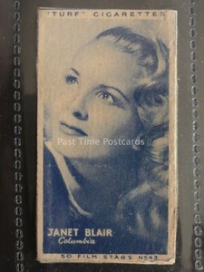 No.43 JANET BLAIR 50 Film Stars TURF SLIDES Issued by Carreras Ltd
